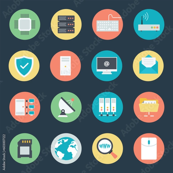 Fototapeta Pack of Networking Flat Icons 

