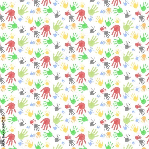 Fototapeta Multicolored Different Hand Prints Pattern Background