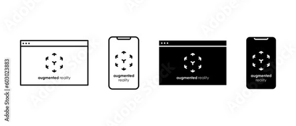 Fototapeta Browser and smartphone augmented reality vector icon set. Browser and smartphone vr simulation symbol