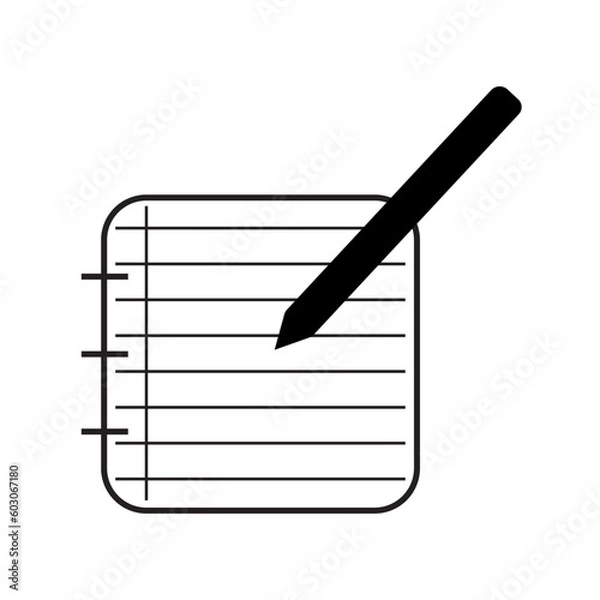 Fototapeta paper and pencil for writing, vector logo icon