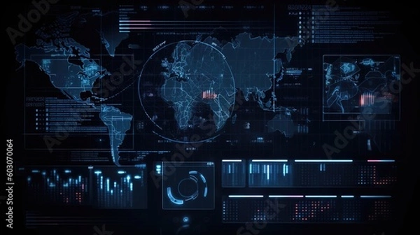 Obraz Scientific technology globe data visualization