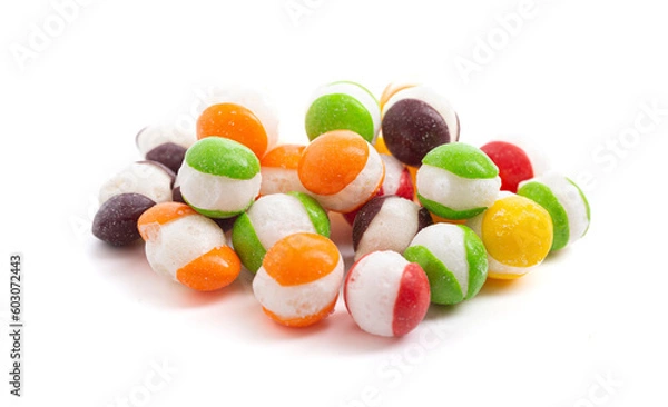 Obraz Freeze Dried Rainbow Candy on a White Background