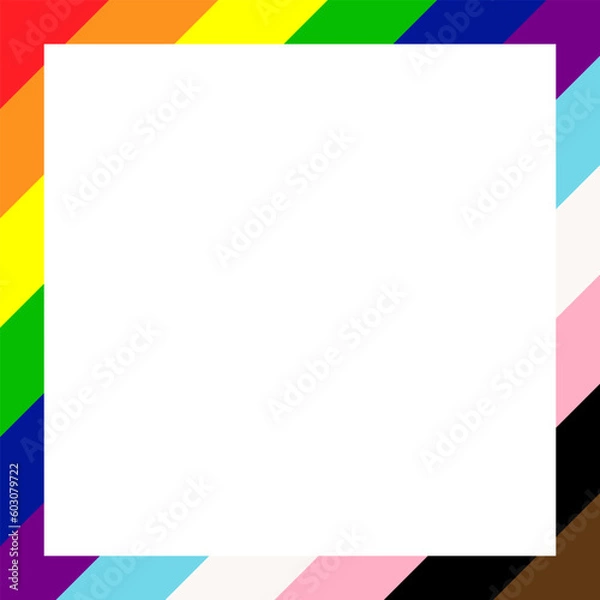 Fototapeta LGBTQ+ Pride Flag Frame. Square Frame Border with LGBTQ+ Pride Rainbow Flag Pattern