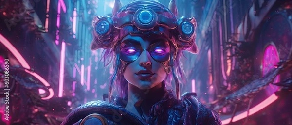 Obraz ancient goddess in the future city