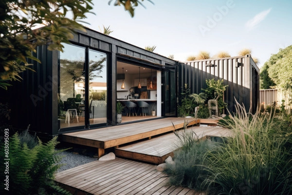 Obraz Modern Container Home exterior - Illustration created with Generative Ai Technology