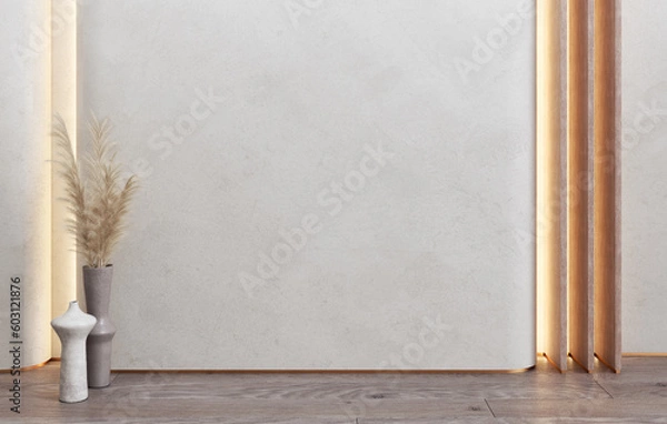Fototapeta Puste nowoczesne, minimalistyczne wnętrze z dekoracjami do umiesczenia mebli. Mockup