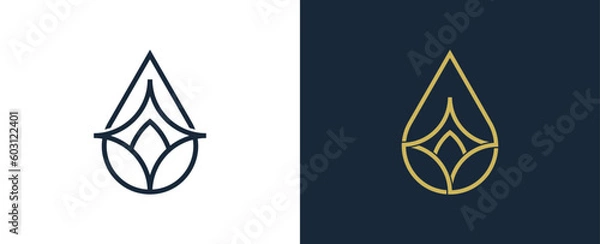Obraz Flower and Sparkle with Water Drop Spa Logo Concept icon sign symbol Element Design. Health Care, Beauty salon, Boutique Logotype. Vector illustration template