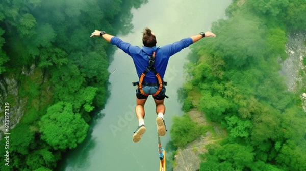 Fototapeta Bungee jumping created with generative AI technology