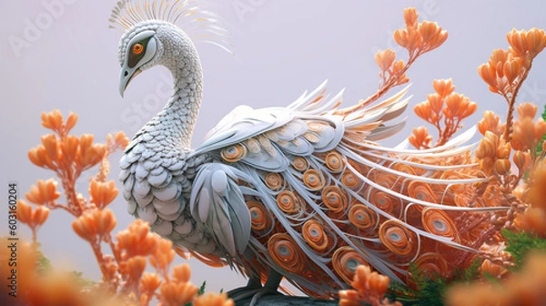 Fototapeta 3d render illustration of a peacock