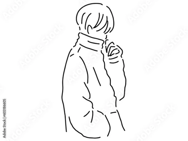 Fototapeta かっこいい男性のシンプルな線画／手描きイラスト素材