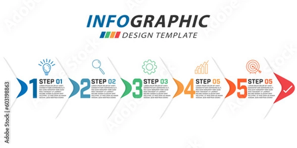 Fototapeta Timeline Creator infographic template. 5 Step timeline journey, calendar Flat simple infographics design template. presentation numbers. Business concept with 5 options vector illustration.