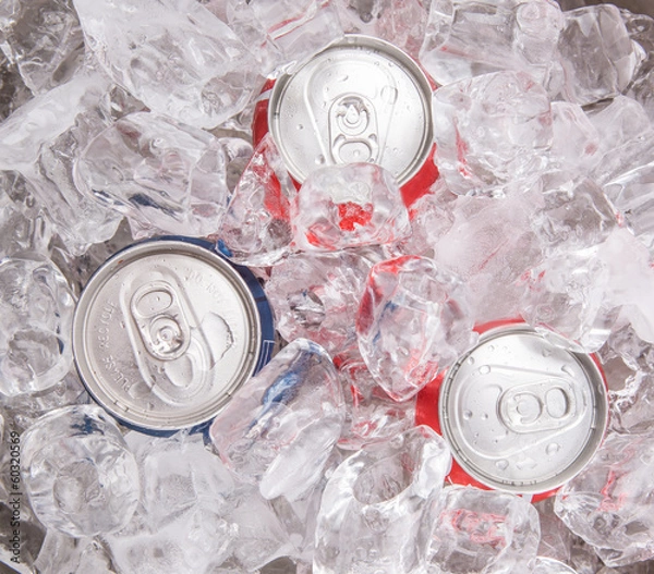 Fototapeta A can of cola drinks with ice cubes