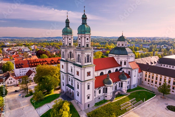 Fototapeta Basilica St. Lorenz in Kempten (Bavaria, Germany) on a sunny spring morning