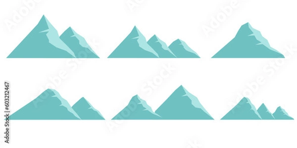 Obraz set illustration of mountain flat vector