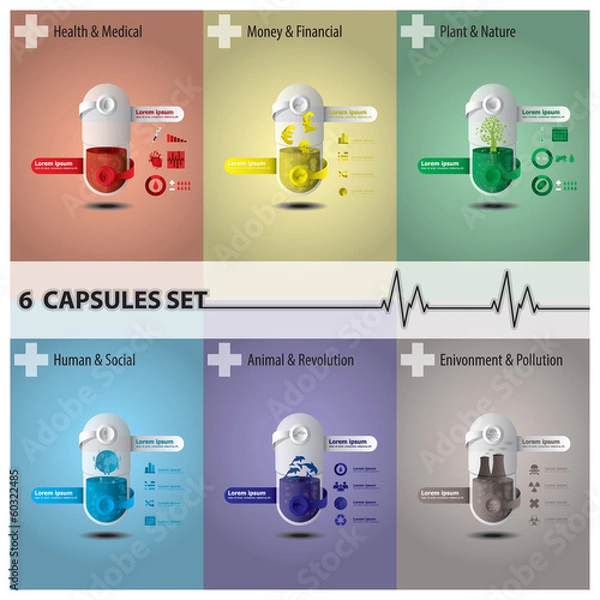 Fototapeta Health And Medical Capsule Set