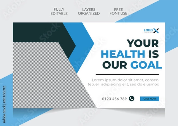 Fototapeta Creative Healthcare and medical web banner and youtube thumbnail editable template 