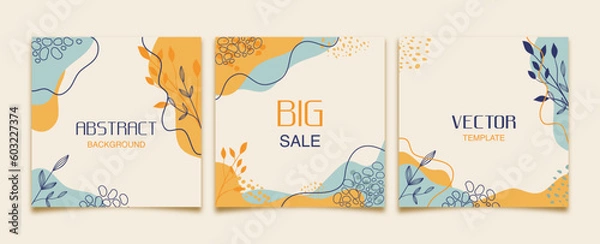 Obraz Trendy abstract square banners set. Post template for social media. Abstract background. Sale square banner.