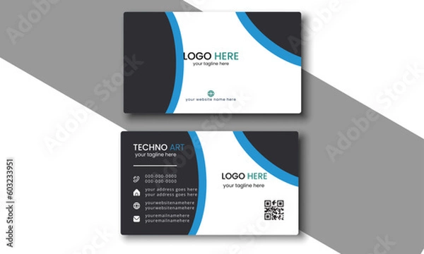 Obraz business card template  green and black .