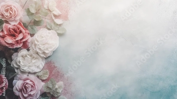 Obraz Trendy background minimalist design. Light background with a gradient or a subtle texture in soft pastel color. Place for text. generative ai