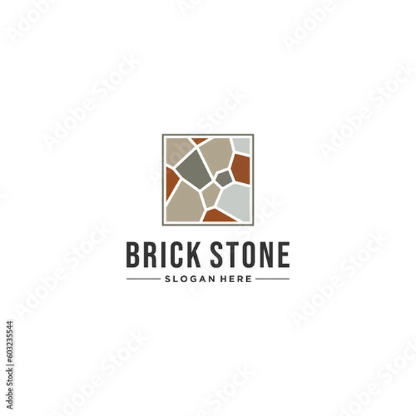 Fototapeta brick stone logo template vector in white background