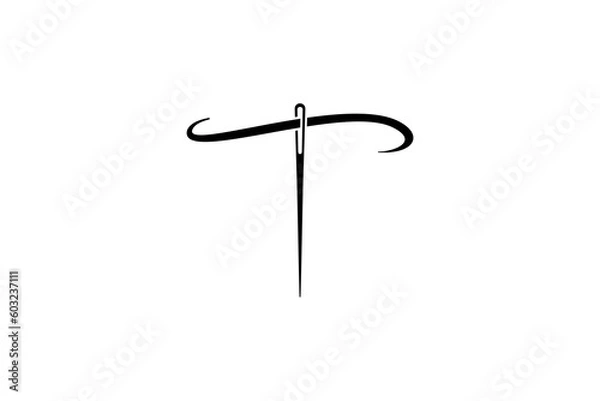 Obraz letter t and thread needle logo design vector premium