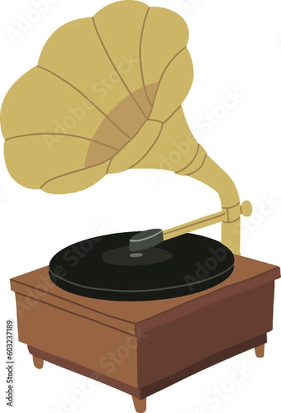 Fototapeta Old gramophone hand drawn illustration