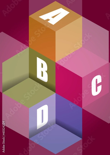 Fototapeta ABCD cube steps vector background