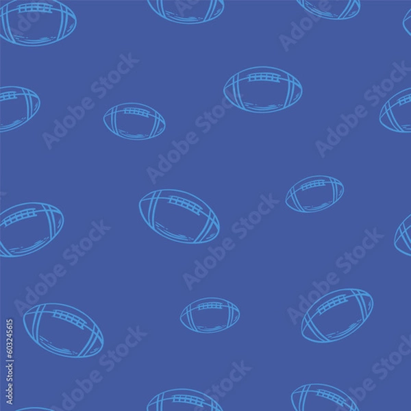 Fototapeta American football wallpaper design vector image. Repeating tile background of rugby balls seamless pattern texture