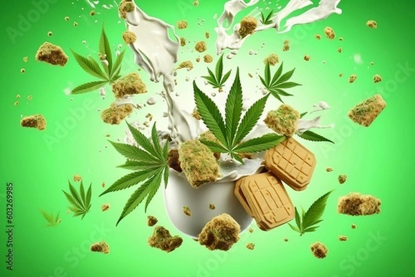Obraz Cannabis cereal with cookies and cream