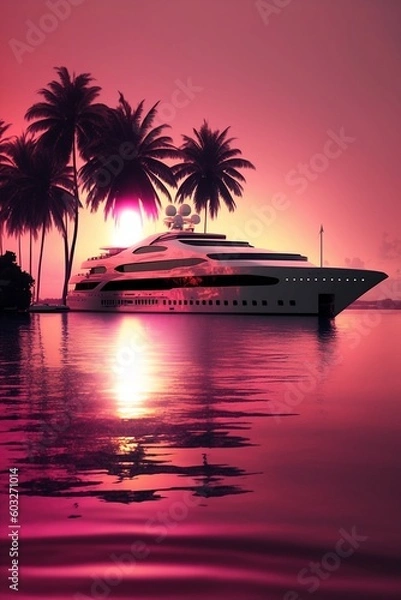 Obraz Luxury yacht at sunset