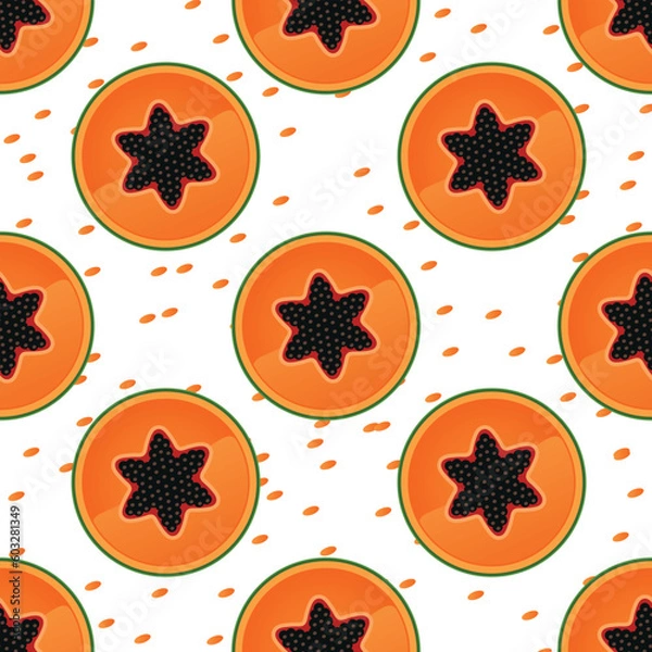Obraz Vector slice of papaya fruits seamless pattern