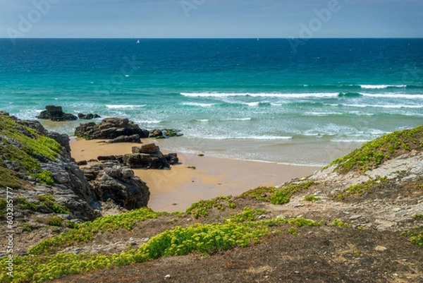Fototapeta View of the ocean on the West coast of Quiberon peninsula, Morbihan, Brittany, France