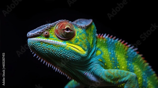 Obraz chameleon on a black background