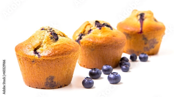 Fototapeta Blueberry muffins isolated on white background