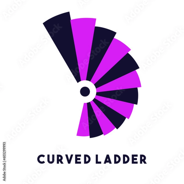 Fototapeta illustration vector  graphic  design of curved ladder logo with a mix of pink and blue