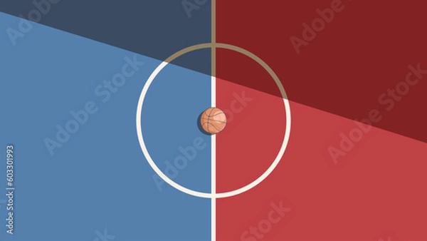 Fototapeta Flat-style vector basketball court background with textured elements, perfect for wallpapers and media projects