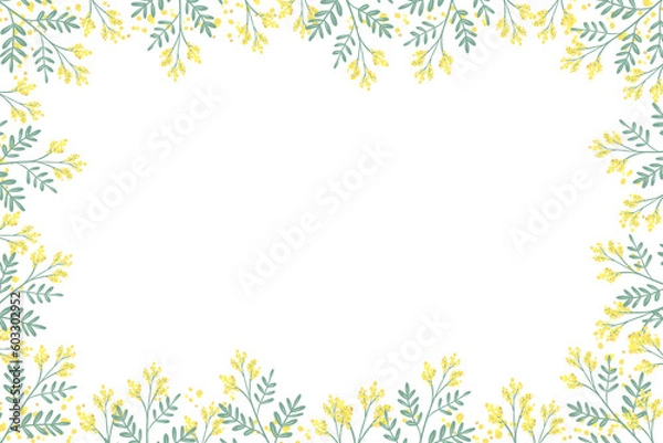 Fototapeta シンプル　黄色の花と葉のフレーム