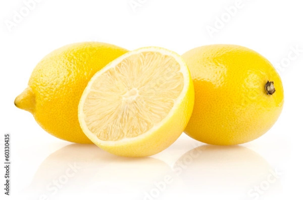 Fototapeta Lemons with Half on White Background