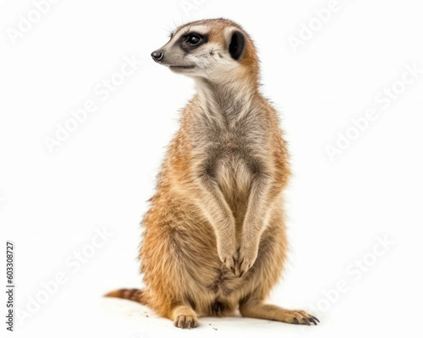 Fototapeta photo of meerkat isolated on white background. Generative AI