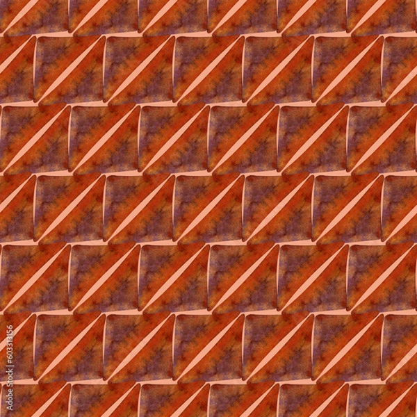 Obraz Watercolor seamless hand drawn geometric pattern with colorful rhombuses