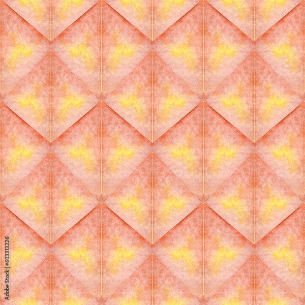 Fototapeta Watercolor seamless hand drawn geometric pattern with colorful rhombuses