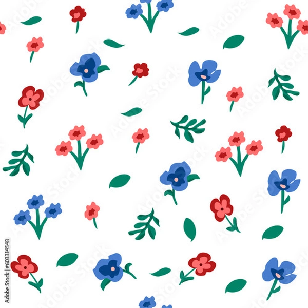Fototapeta  flowers seamless pattern, gentle seamless flower pattern, summer flower pattern, swimsuits seamless pattern, dress seamless flower patter, meadow