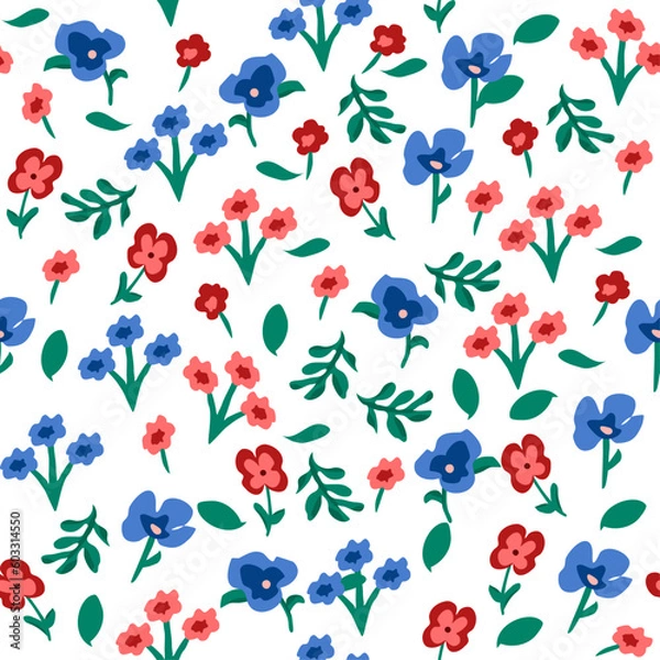 Fototapeta  flowers seamless pattern, gentle seamless flower pattern, summer flower pattern, swimsuits seamless pattern, dress seamless flower patter, meadow