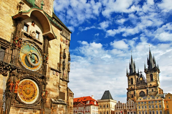 Obraz Praga, Czechy - widok placu i zegara astronomicznego