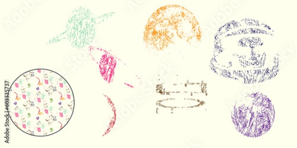 Obraz Scribble curl space pattern with elements