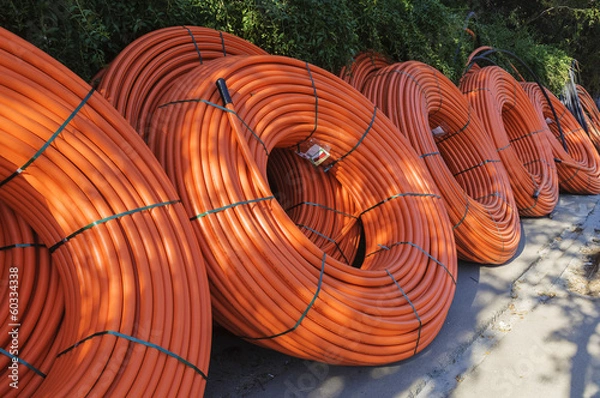 Fototapeta Telecom cable rolls
