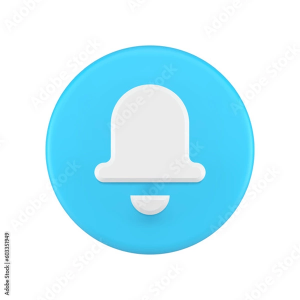 Obraz Notification sound reminder blue circle button cyberspace interface alert 3d icon realistic vector