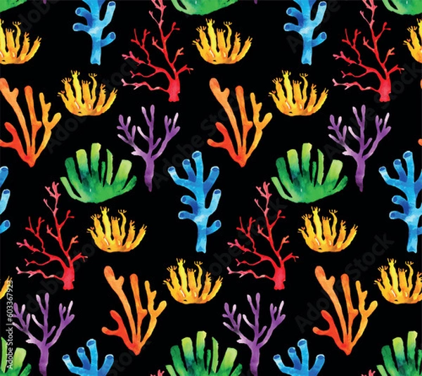 Fototapeta Seamless vector tropical pattern with corals. Perfect for wallpapers, web page backgrounds, surface textures, textile.