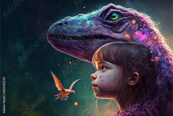 Fototapeta Magicland of dreams, wonderful creatures, fantasy valley of colorful ideas, sleeping beauty, double-side of world, amazing mind, Generative AI