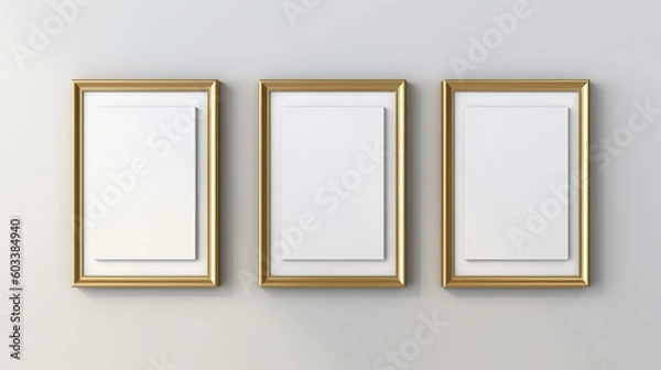 Fototapeta Picture frame mockup, empty wooden picture frame, elegant, bright light, sunny day.